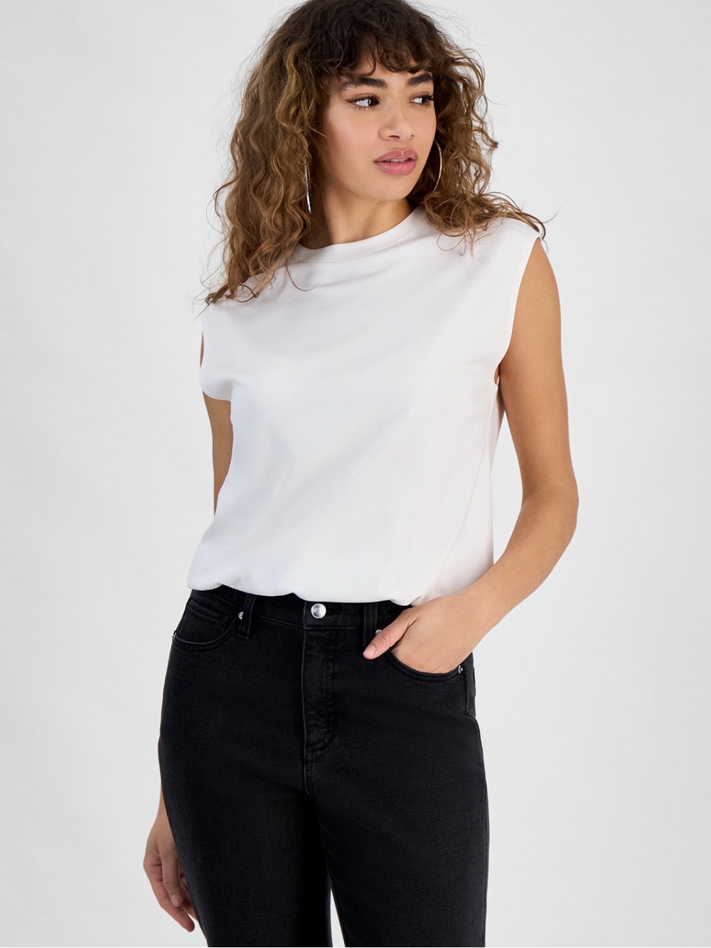 Sleeveless Sculpted Neck Top XS NWT